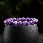 Purification Bracelet - Handmade Natural Semi-Precious Amethyst Bracelet - Stone Beaded Stretch Bracelet 8mm - Gemstone Round Beads Natural Stone Yoga Bracelet