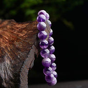 Purification Bracelet - Handmade Natural Semi-Precious Amethyst Bracelet - Stone Beaded Stretch Bracelet 8mm - Gemstone Round Beads Natural Stone Yoga Bracelet