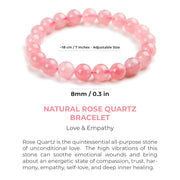 Unconditional Love Bracelet - Rose Quartz Bracelet - Bring Hapiness - Passion - Romance - Pink Quartz - Stone Bracelet for Heart Chakra