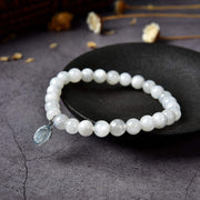 White Moonstone Bracelet| Moon Stone Boho Chakra Reiki Healing Gemstone| Elastic Stretchy Round Jewelry with Round Crystal Beads for Women Girls Unisex