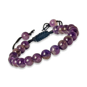 Amethyst Bracelet & Pendant necklace - Natural Amethyst Stone jewelry set handcrafted with 8 mm Beads, For Healing and balancing Spiritual Energy- Free Size Unisex Adult