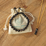 Sulemani Onyx Bracelet & Pendant necklace - Natural Sulemani Onyx Stone jewlery set handcrafted with 8 mm Beads, To Enhance mental clarity and focus- Free Size Unisex Adult