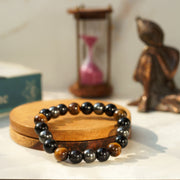 Triple Protection Bracelet - For Protection & Success- Bring Luck And Prosperity - Hematite - Black Obsidian - Tiger Eye - Stone Bracelet