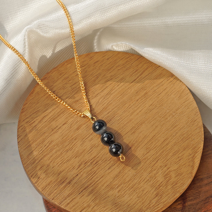 Sulemani Onyx Bracelet & Pendant necklace - Natural Sulemani Onyx Stone jewlery set handcrafted with 8 mm Beads, To Enhance mental clarity and focus- Free Size Unisex Adult