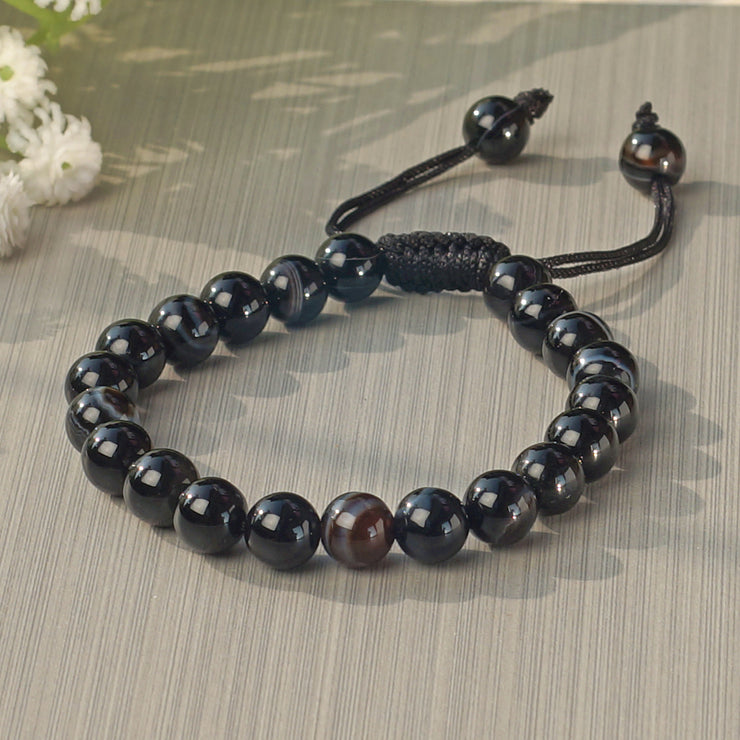 Sulemani Onyx Bracelet & Pendant necklace - Natural Sulemani Onyx Stone jewlery set handcrafted with 8 mm Beads, To Enhance mental clarity and focus- Free Size Unisex Adult