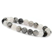 Manifestation Bracelet- Natural Black Rutile Bracelet - For Anxiety, Stress & Depression - Gemstone Beaded Stretch Bracelet 8mm - Stone Bracelet