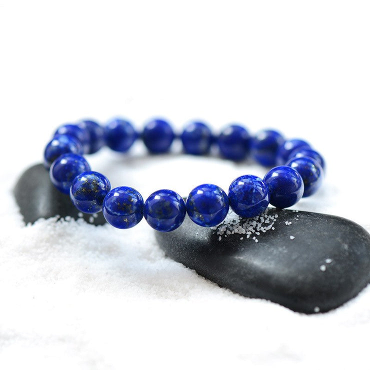 Lapis Lazuli Bracelet - Gemstone Bracelet - Bead Stretch Bracelet - Friendship Bracelet - Blue Stone Focus Bracelet (8mm)