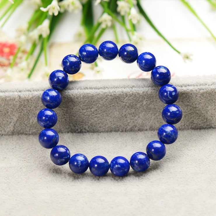 Lapis Lazuli Bracelet - Gemstone Bracelet - Bead Stretch Bracelet - Friendship Bracelet - Blue Stone Focus Bracelet (8mm)
